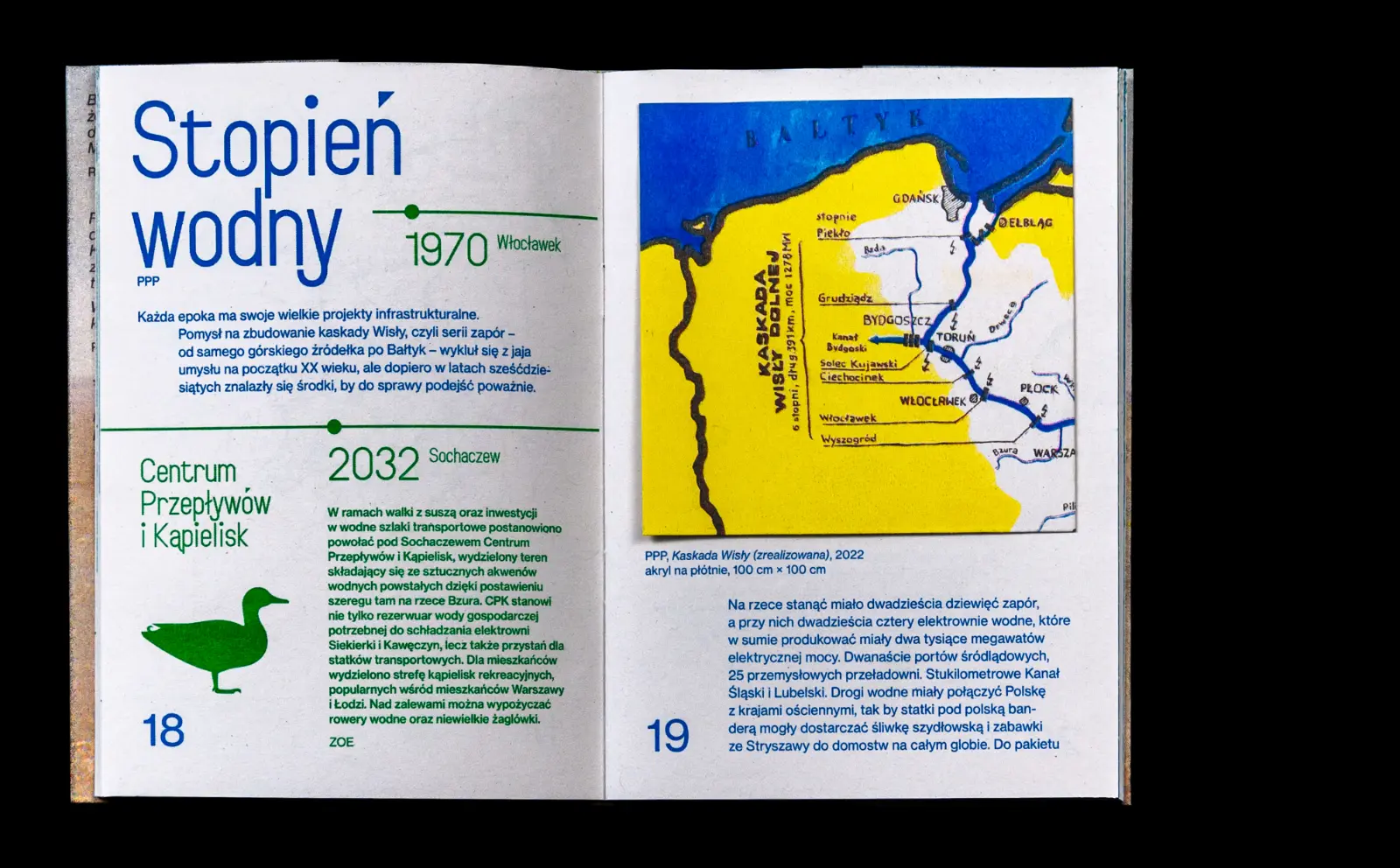 Rozkładówka zeszytu, po prawej stronie widoczny fragment złożonej mapy.