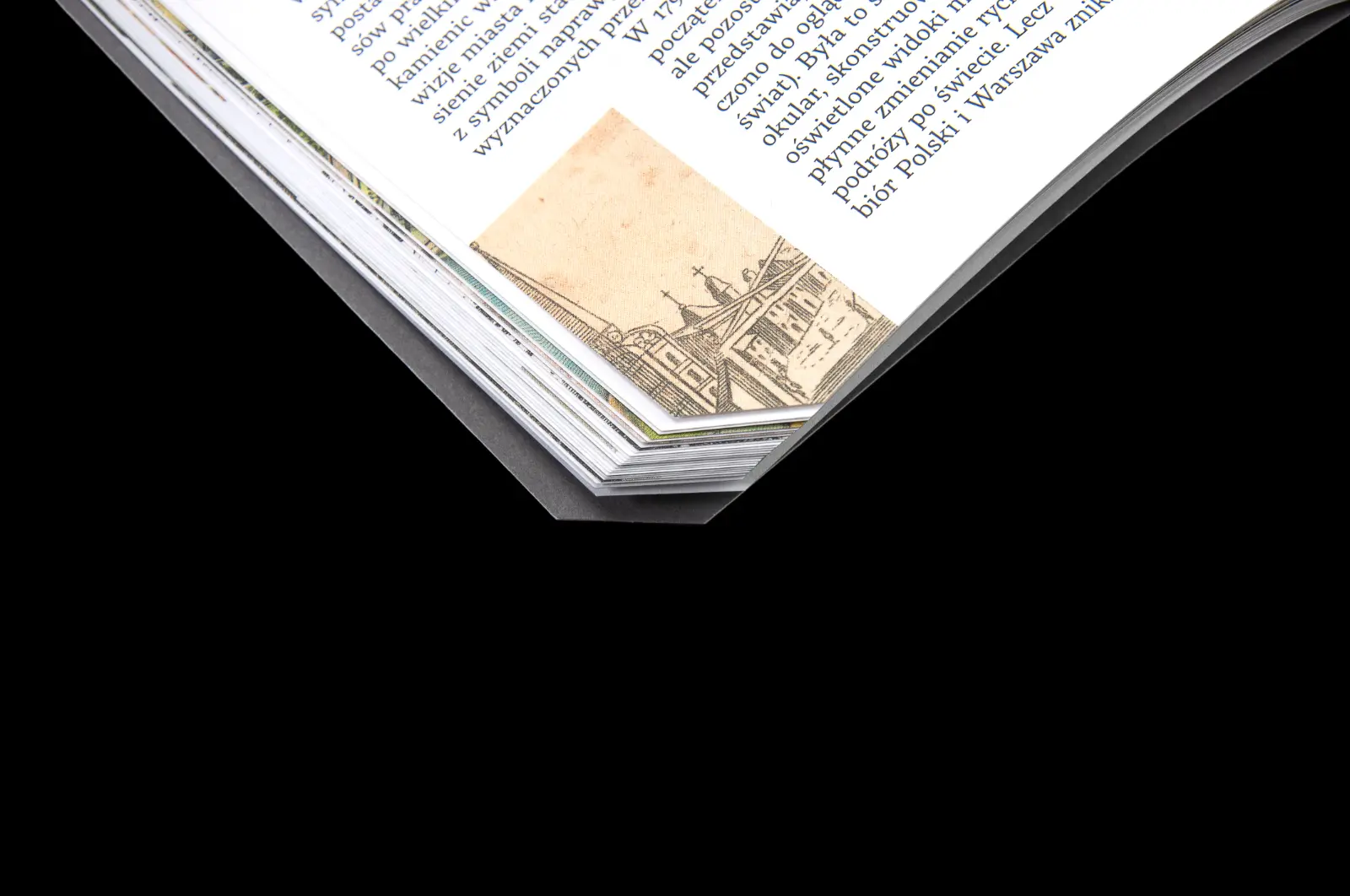 Close-up of a corner of the book.